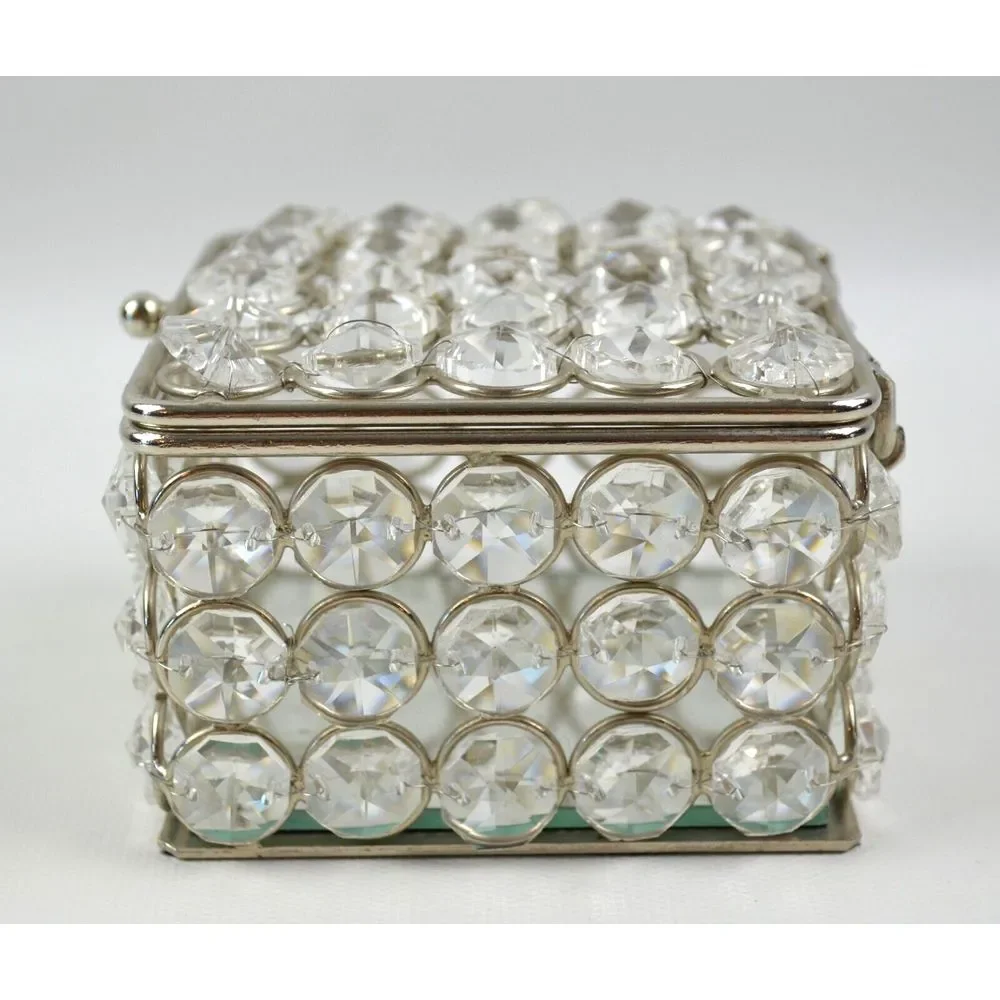 Clear Prism Rhinestone Jewelry Box  with Mirror Bottom‎ 3.5